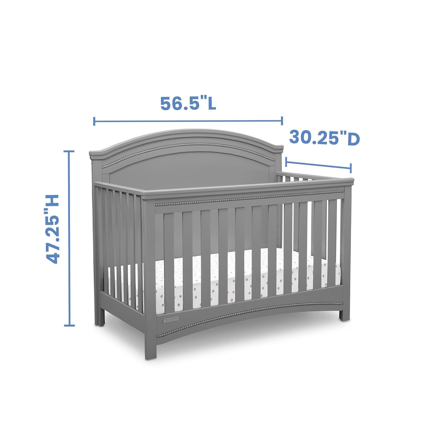 Delta Children Simmons Kids Slumbertime Emma 4-In-1 Convertible Baby Crib N More - Greenguard Gold Certified, Bianca White