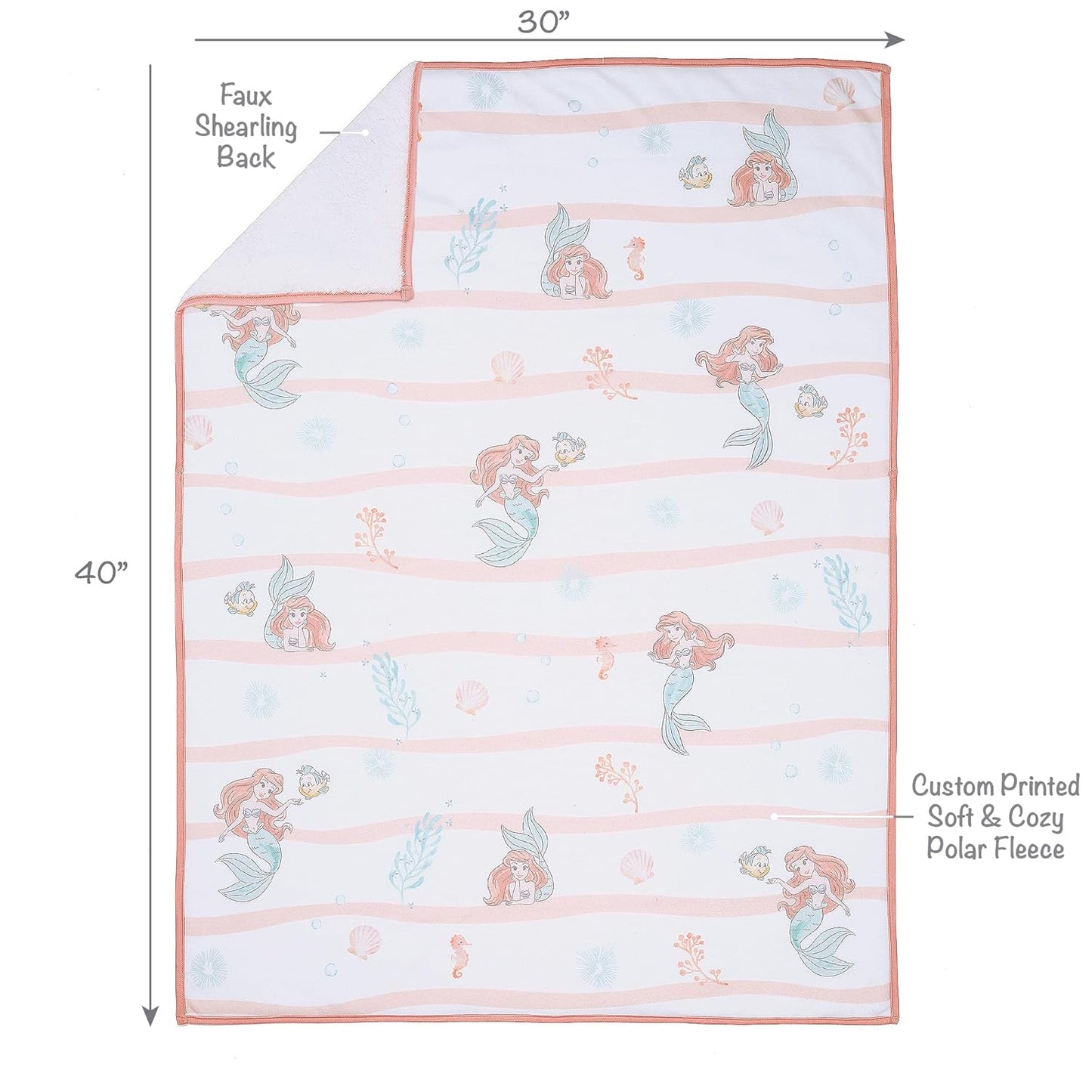 Bedtime Originals Disney Baby the Little Mermaid White Baby Blanket - Ariel