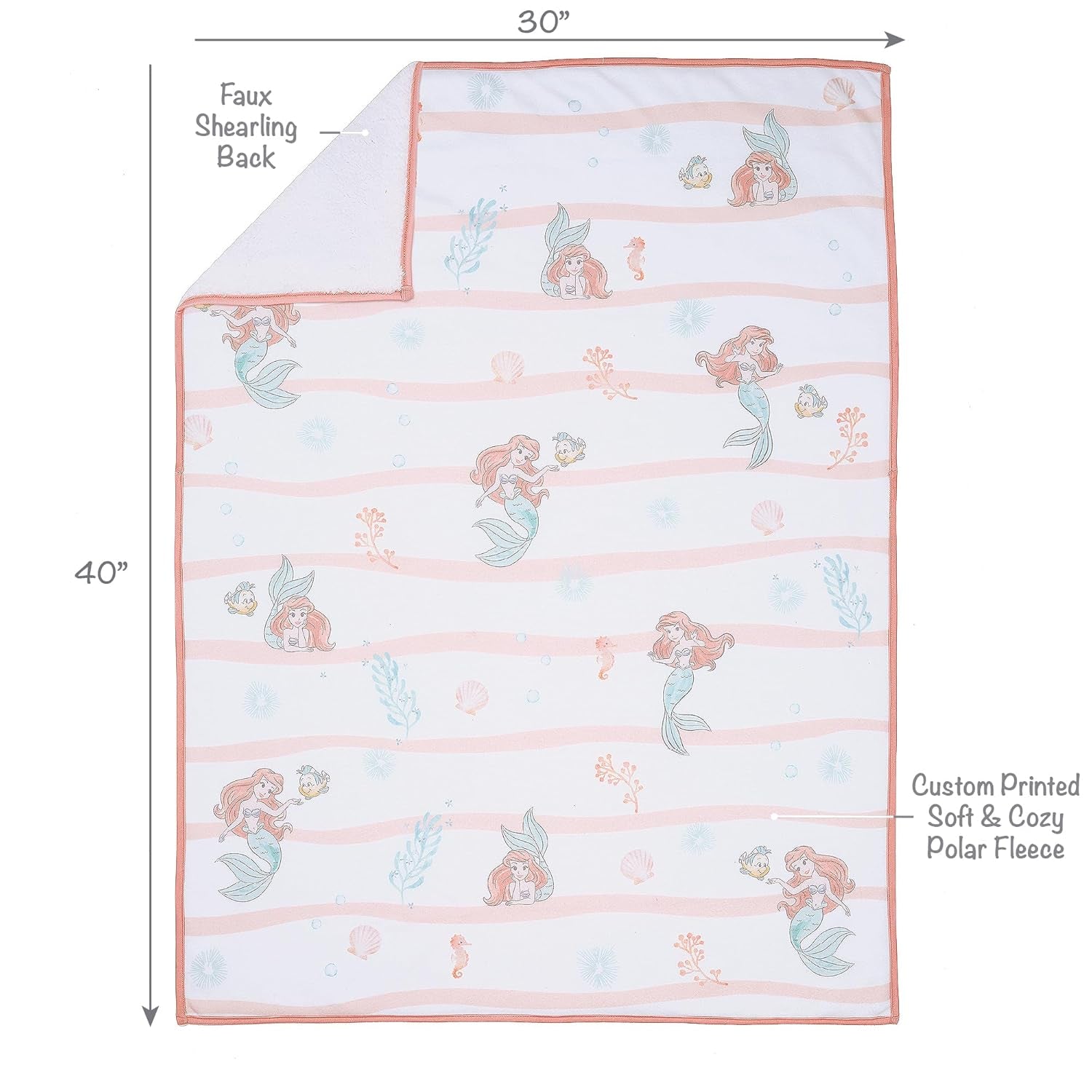 Bedtime Originals Disney Baby the Little Mermaid White Baby Blanket - Ariel