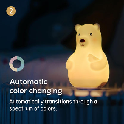 Lumicolor Bear Baby Night Light, Color-Changing and Rechargeable Kids Night Light