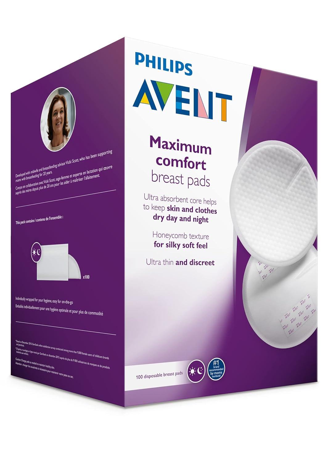 Philips AVENT, Disposable Breast Pads, White, 100 Count, SCF254/13