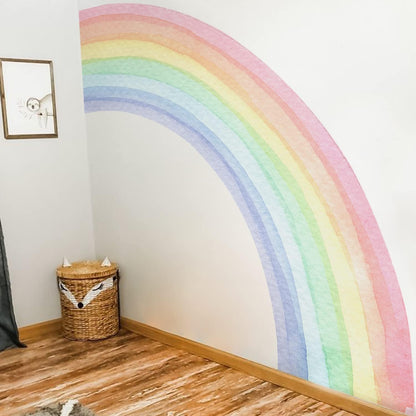 Funlife Fabric Peel and Stick Large Rainbow Wall Mural Stickers for Girls, Precut Pastel Half Watercolor Rainbow Wall Sticker Decals for Kids Bedroom Living Room Playroom, 78.74" X 70.87"