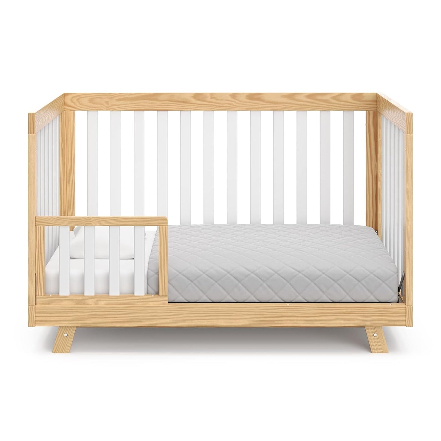 Storkcraft Beckett Convertible Crib (Natural with White Slats) – Converts from Baby Crib to Toddler Bed and Daybed, Fits Standard Full-Size Crib Mattress, Adjustable Mattress Support Base