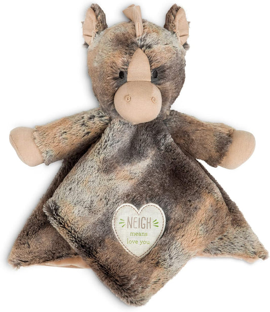 DEMDACO Neigh Love You Brown and Tan 14 Inch Stuffed Animal Rattle Blankie Horse