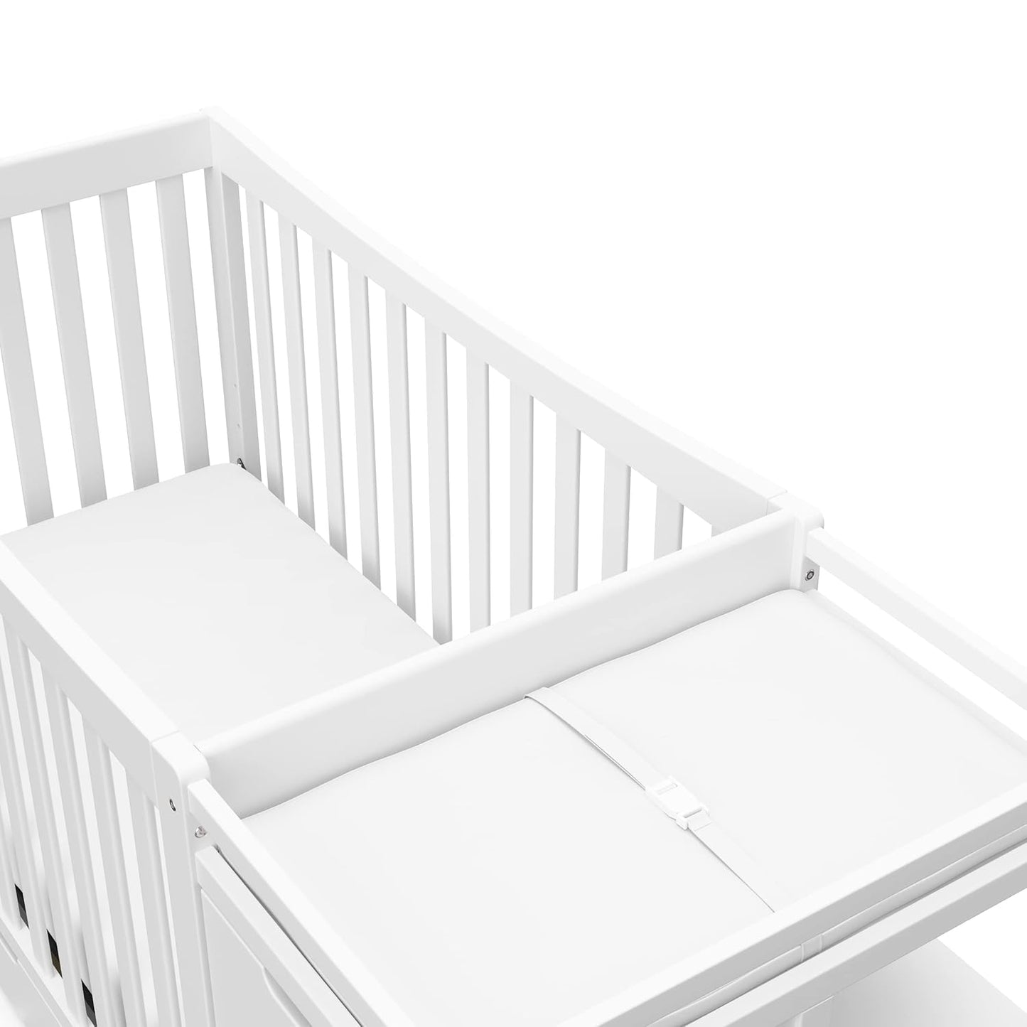 Graco Remi 4-In-1 Convertible Crib & Changer with Drawer (White) – GREENGUARD Gold Certified, Crib and Changing-Table Combo, Includes Changing Pad, Converts to Toddler Bed, Full-Size Bed