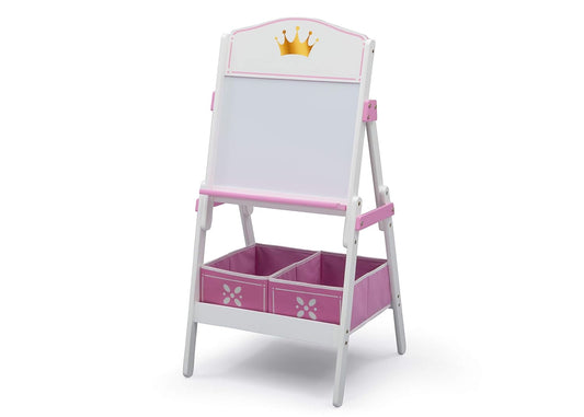 Delta Children Princess Crown Wooden Activity Easel with Storage - Ideal for Arts & Crafts, Drawing, Homeschooling and More - Greenguard Gold Certified, White/Pink