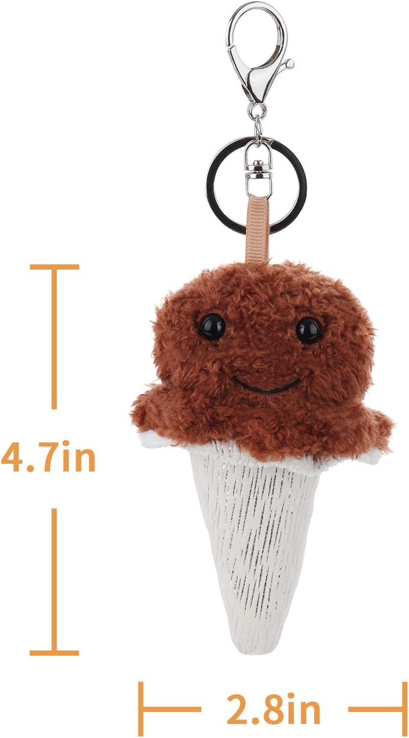 Apricot Lamb Cute Toys Plush Cone Stuffed Food Soft Keychain for Kids Bag, Purse, Backpack, Handbag (Cone，4.7 Inches)