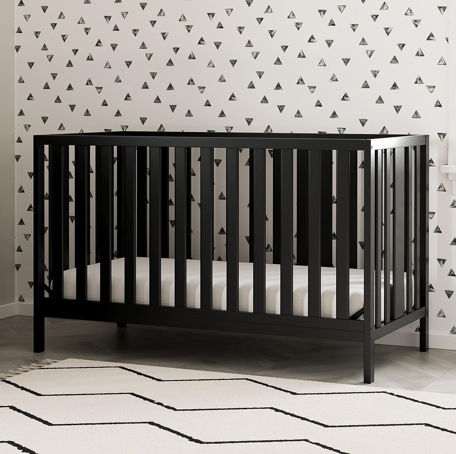 Storkcraft Pacific 5-In-1 Convertible Crib - (Black) – Converts from Baby Crib to Toddler Bed, Daybed and Full-Size Bed, Fits Standard Full-Size Crib Mattress, Adjustable Mattress Support Base