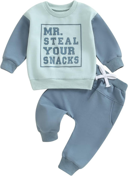 Toddler Baby Boy Clothes Crewneck Sweatshirt Long Sleeve Letter Print Shirt with Pants Cute Fall Winter Outfits