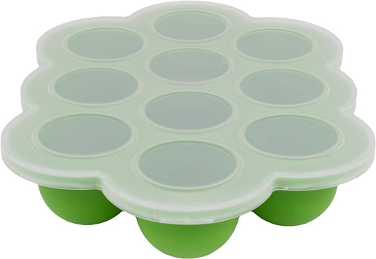 Weesprout Silicone Freezer Tray with Clip on Lid Perfect Food Storage Container for Homemade Baby Food, Vegetable, Fruit Purees, and Breast Milk (Bright Green, Ten 1.5 Ounce Sections)