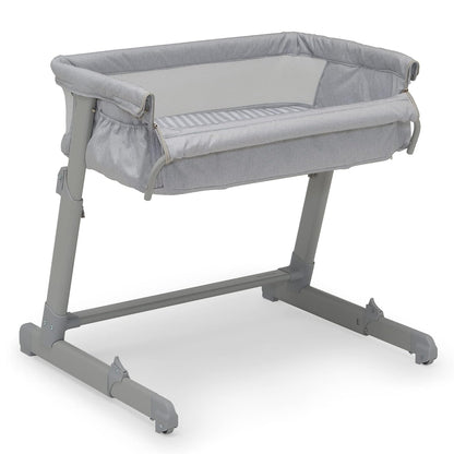 GAP Babygap Whisper Bedside Bassinet Sleeper with Breathable Mesh and Adjustable Heights - Lightweight Portable Crib - Made with Sustainable Materials, Grey Stripes