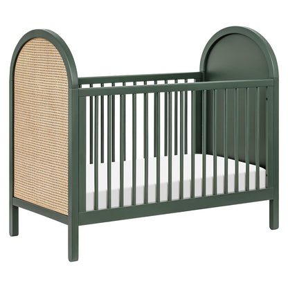 Babyletto Bondi Cane 3-In-1 Convertible Crib with Toddler Bed Conversion Kit in Black with Natural Cane, Greenguard Gold Certified