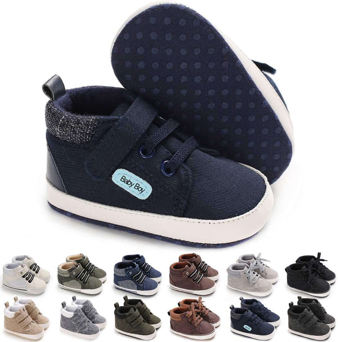 CENCIRILY Baby Boys Girls High Top Sneakers Soft Soles anti Skid Infant Ankle Shoes Toddler Prewalker First Walking Crib Shoes