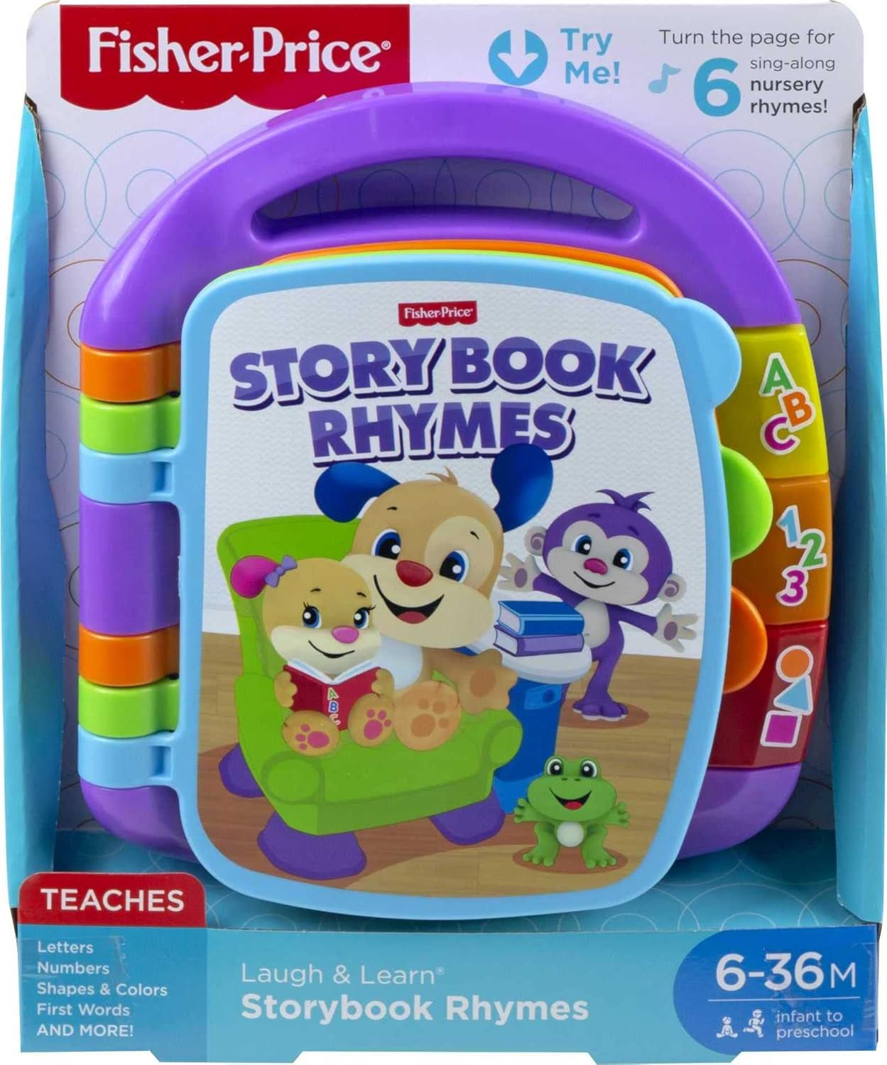 Fisher-Price Baby Learning Toy Laugh & Learn Storybook Rhymes Musical Book with Lights & Sounds for Infants Ages 6+ Months (Amazon Exclusive)