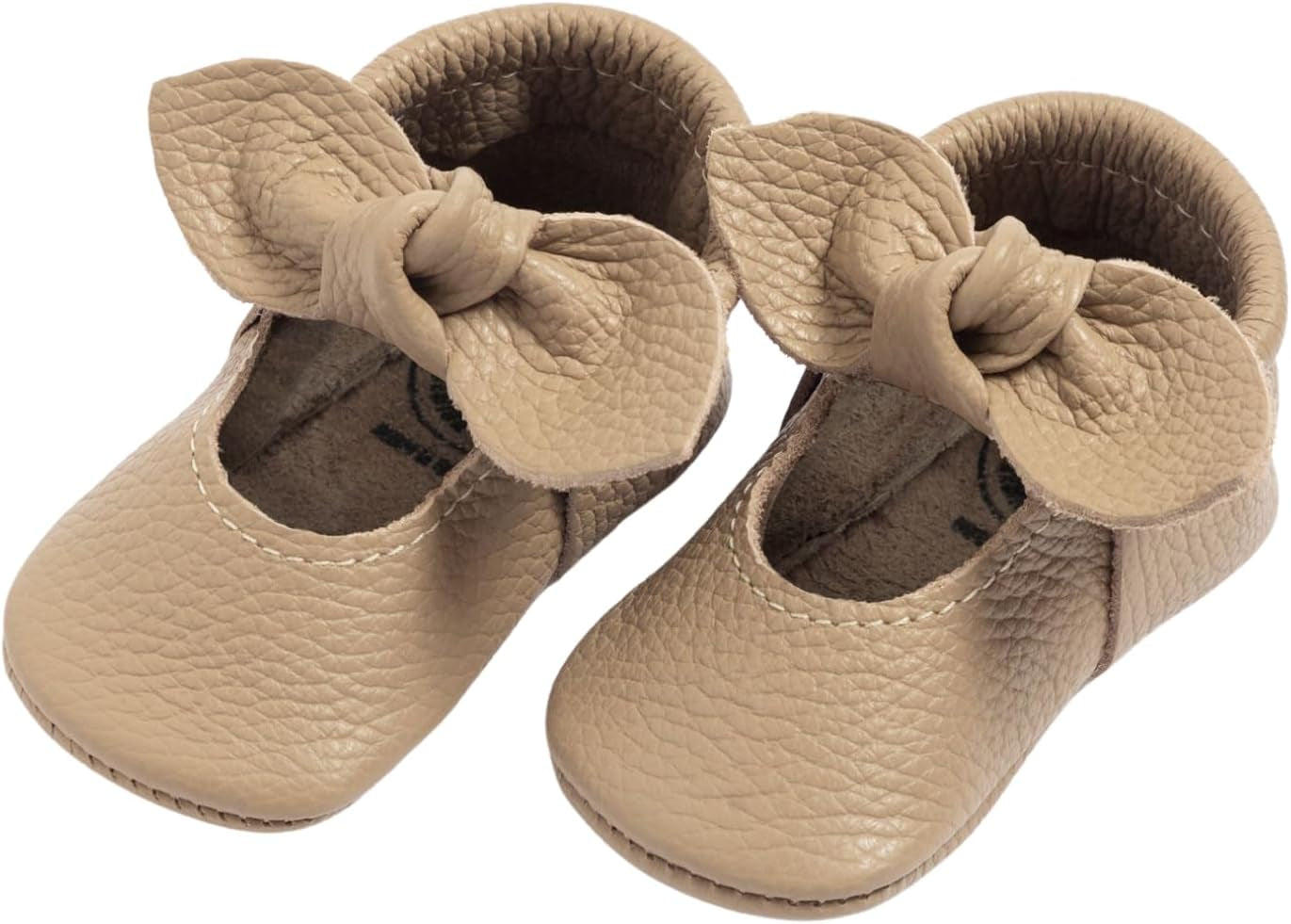 Freshly Picked First Pair Knotted Bow Baby Girl Shoes - Leather Baby Moccasins - Soft Sole Baby Shoes, Infant Shoes, Crib Shoes