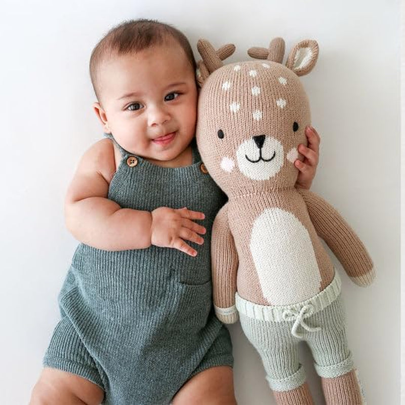 Cuddle + Kind Elliott the Fawn Little 13" Hand-Knit Doll – 1 Doll = 10 Meals, Fair Trade, Heirloom Quality, Handcrafted in Peru, 100% Cotton Yarn