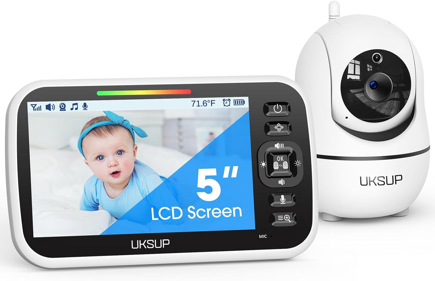 Baby Monitor with 4 Cameras and Audio - 5” Display Video Baby Monitor with 30 Hours Battery Life, Remote Pan & Tilt, 2X Zoom,Auto Night Vision, 2 Way Talk, Temperature Sensor,Lullabies,960 Feet Range