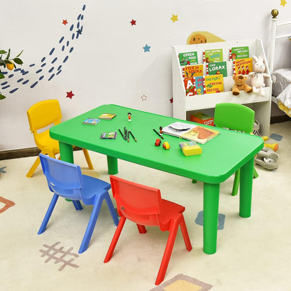 Costzon Kids Table and Chair Set, Plastic Learn and Play Activity Set, Colorful Stackable Chairs, Portable Table for School Home Play Room (Table & 4 Chairs)