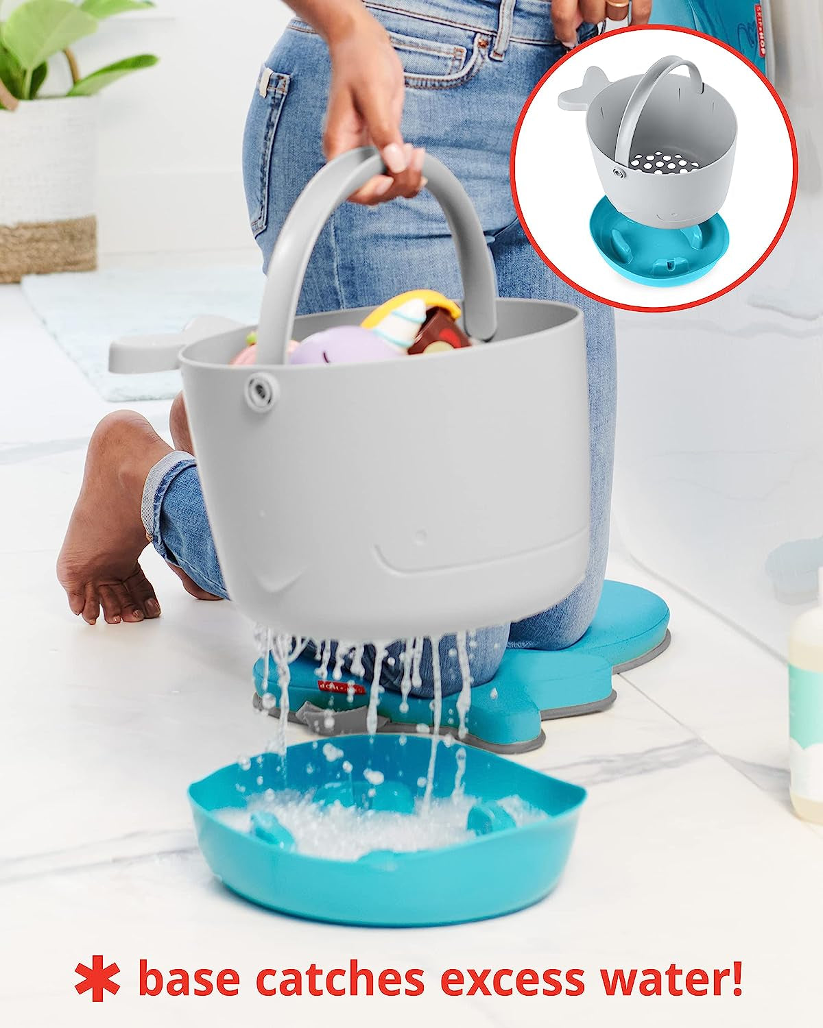 Skip Hop Baby Bath Toy Filled Bucket, Bath Toy & Bucket Gift Set, Grey