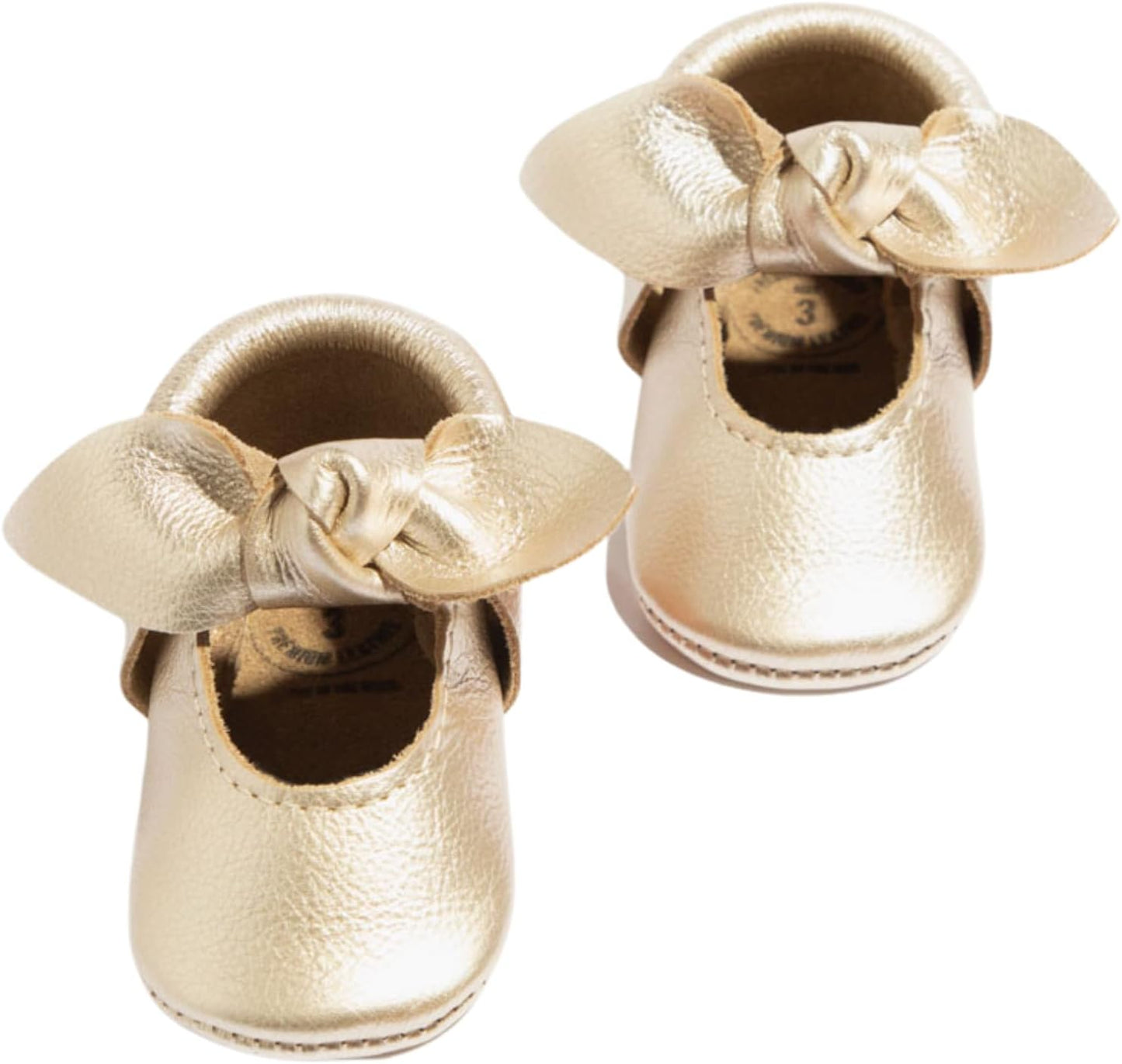 Freshly Picked Knotted Bow Baby Girl Shoes Soft Sole or Hard Sole, Premium Leather Baby Shoes Handmade in Utah, Infant to Toddler Sizes