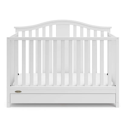 Graco Solano 4-In-1 Convertible Crib with Drawer Combo (White) – GREENGUARD Gold Certified, Includes Full-Size Nursery Storage Drawer, Converts to Toddler Bed and Full-Size Bed