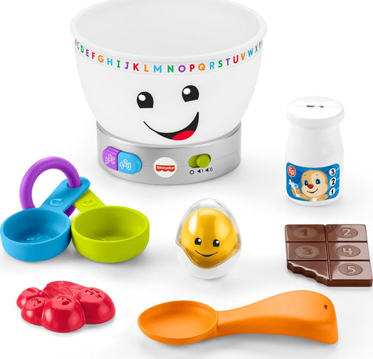 Fisher-Price Baby Learning Toy Laugh & Learn Magic Color Mixing Bowl with Pretend Food Music & Lights for Ages 6+ Months