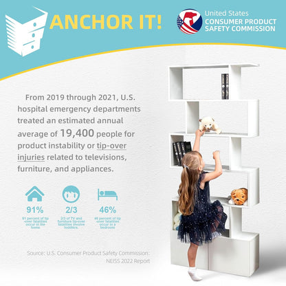 4Our Kiddies Furniture Anchors for Baby Proofing, 2024 Upgraded anti Tip Furniture Wall Anchors, Secure 500Lbs Bookshelf, Dresser, Cabinet to Wall, Earthquake Straps for Child Safety(2 Pack)