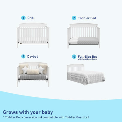 Graco Benton 5-In-1 Convertible Crib (White) – GREENGUARD Gold Certified, Converts from Baby Crib to Toddler Bed, Daybed and Full-Size Bed, Fits Standard Full-Size Crib Mattress