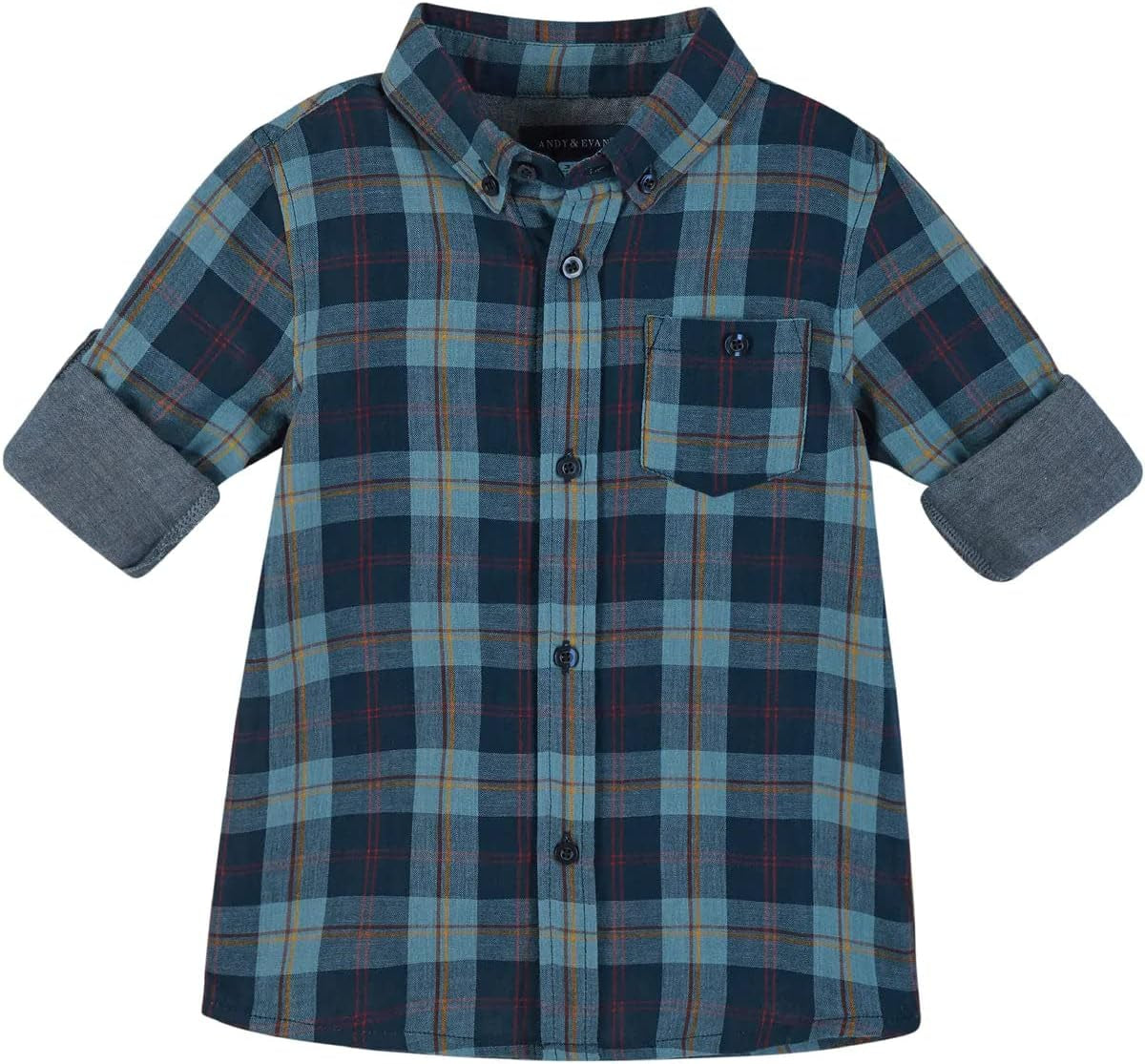 Andy & Evan Boys' Plaid Twofer Button-Down Shirt (Toddler/Little Kids)