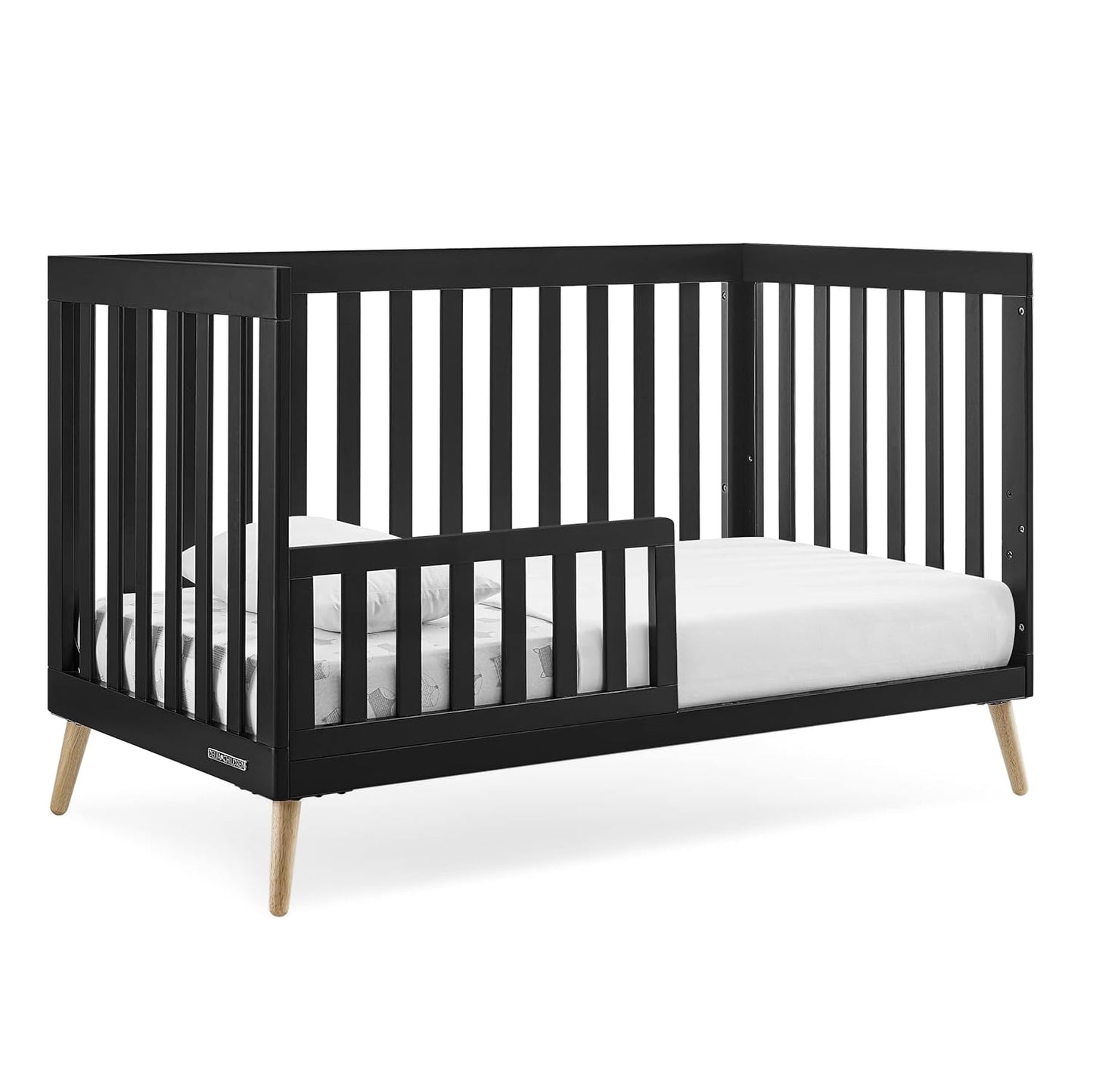 Delta Children Essex 4-In-1 Convertible Baby Crib, Ebony with Natural Legs