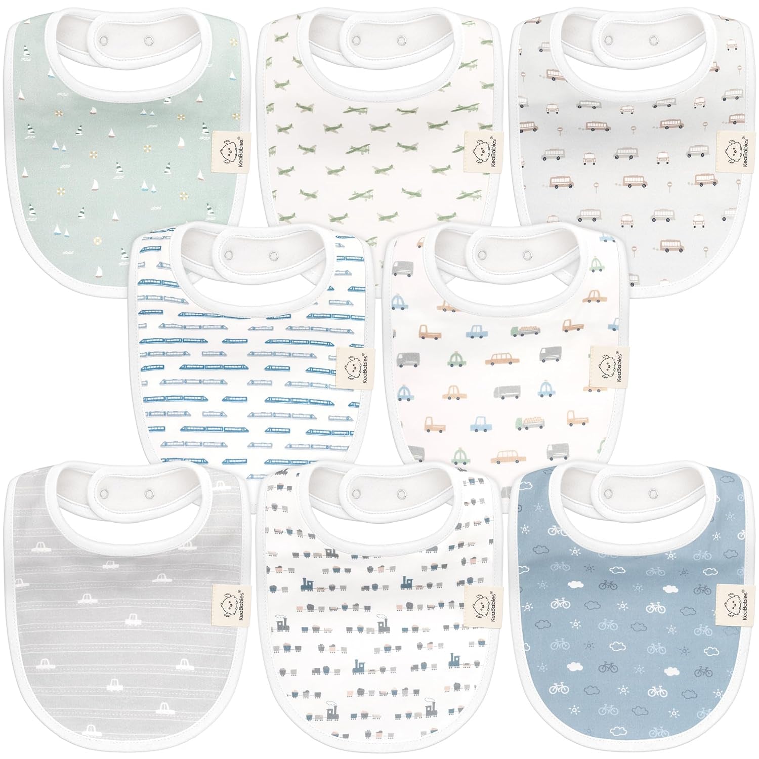 8-Pack Organic Baby Bibs for Boys, Girls - Soft Cotton Drooling and Teething Baby Bibs, Baby Girl Bibs, Baby Boy Bibs, Baby Drool Bibs for Baby Girl, Boy, Newborn Infant Bibs (Grayscale)