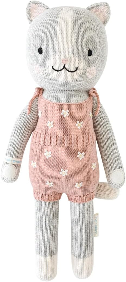 Cuddle + Kind Daisy the Kitten Little 13" Hand-Knit Doll – 1 Doll = 10 Meals, Fair Trade, Heirloom Quality, Handcrafted in Peru, 100% Cotton Yarn