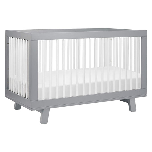 Babyletto Hudson 3-In-1 Convertible Crib with Toddler Bed Conversion Kit in Grey and White, Greenguard Gold Certified