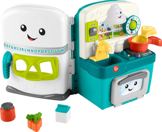 Fisher-Price Baby & Toddler Toy Laugh & Learn Learning Kitchen Playset with Music Lights & 5 Play Pieces for Kids Ages 6+ Months