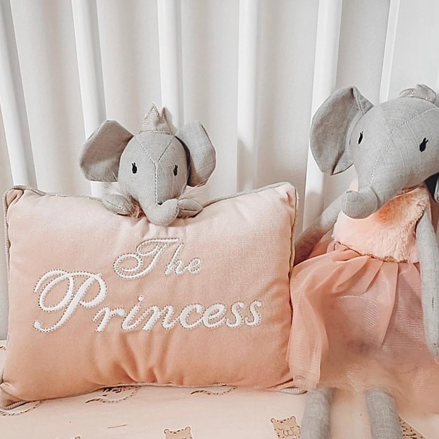 Mon Ami Princess Elephant Decorative Pillow – 11X10”, Pink Throw Pillow, Plush & Decorative Accessory Cushion for Child’S Nursery, Bed or Couch