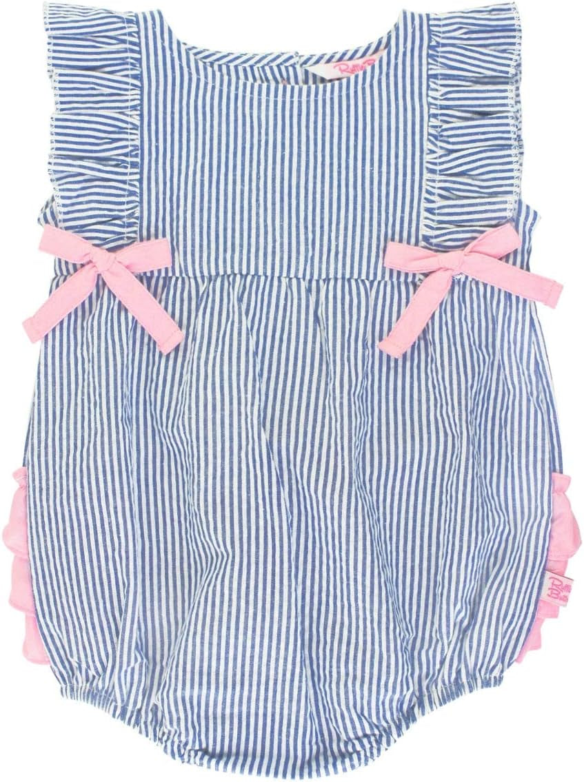 Rufflebutts® Baby/Toddler Girls Blue Seersucker Ruffle Romper - 2T