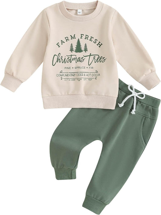 Thefound Christmas Baby Boy Girl Outfit Xmas Fall Winter Pullover Sweatshirt Warm Pant Newborn Toddler Baby Christmas Clothes