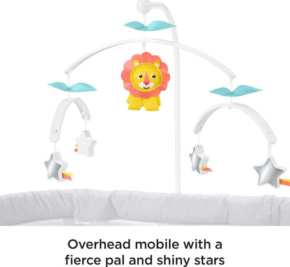 Fisher-Price Baby Bedside Sleeper Soothing Motions Bassinet with Lights Music Vibrations & Toy Mobile for Newborns 0+ Months, Windmill