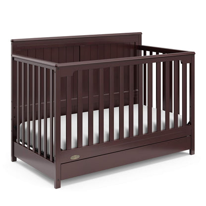 Graco Hadley 5-In-1 Convertible Crib with Drawer (Espresso) – Crib with Drawer Combo, Includes Full-Size Nursery Storage Drawer, Converts from Baby Crib to Toddler Bed, Daybed and Full-Size Bed