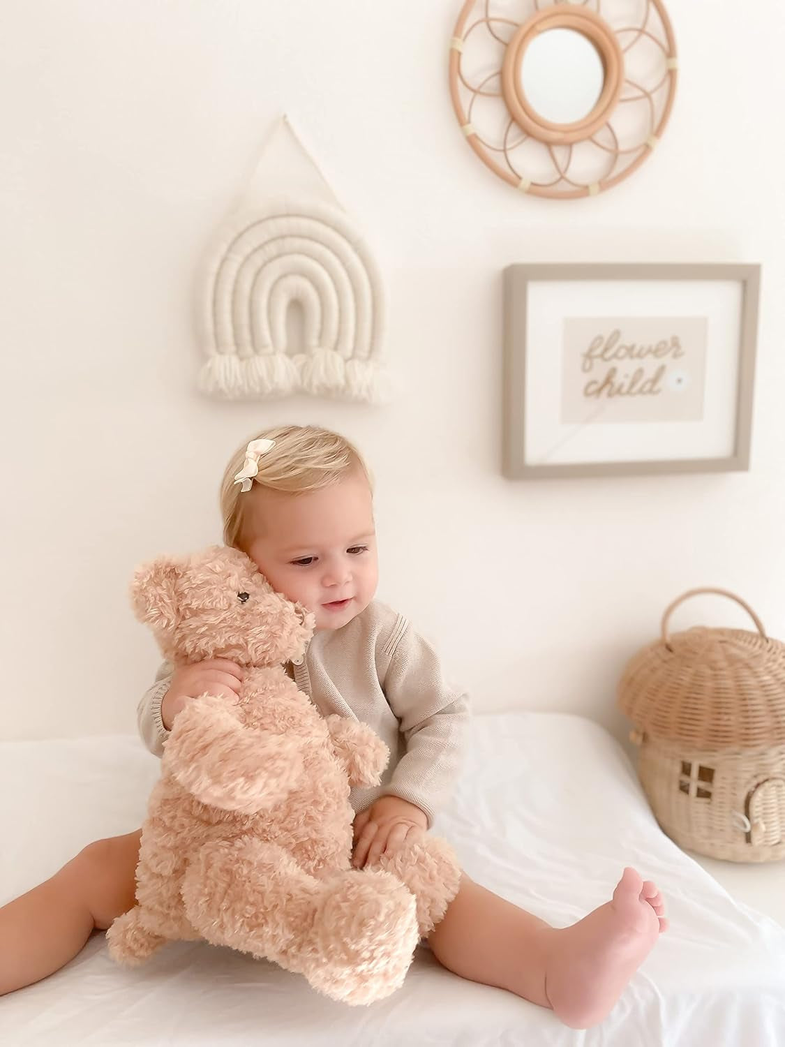 MON AMI Mr. Cuddleworth the Bear Stuffed Animal – 15”, Teddy Bear Plush for Baby Shower, Cute Plushies for Kids of All Ages