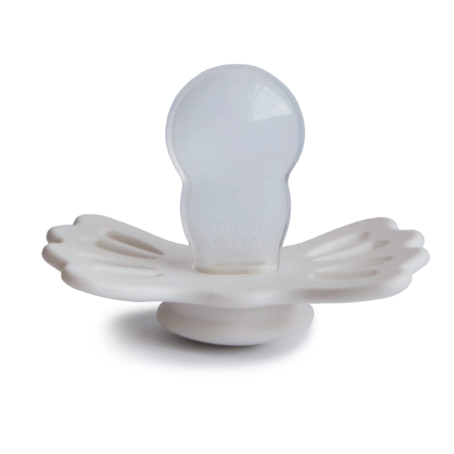 FRIGG Lucky Symmetrical Silkysoft Silicone Baby Pacifier | Made in Denmark | Bpa-Free (Silky Satin/Cream, 6-18 Months)