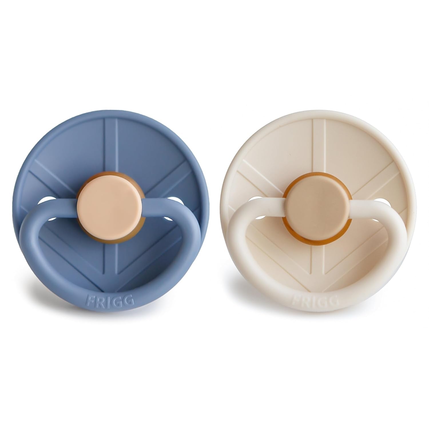 FRIGG Little Viking Natural Rubber Baby Pacifier 2-Pack | Made in Denmark | Bpa-Free (Cocoa/Cream, 0-6 Months)