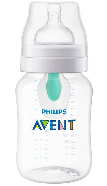 Philips Avent Anti-Colic Baby Bottle with Airfree Vent, 9Oz, 4Pk, Clear, SCY703/04