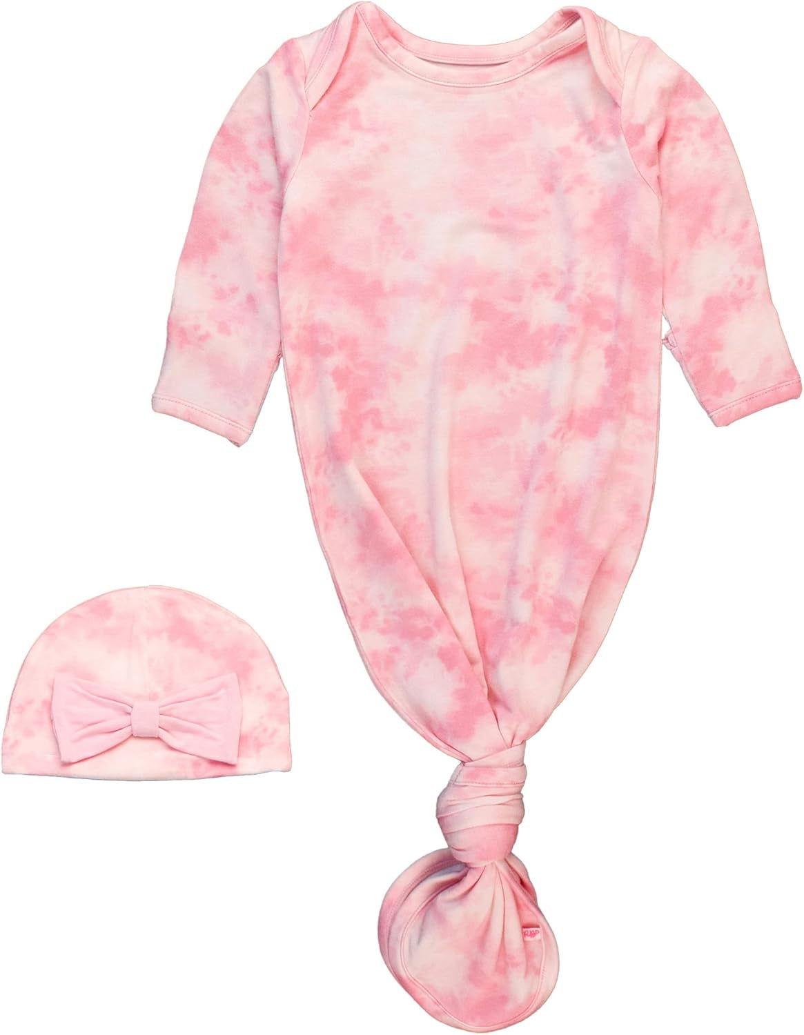 Rufflebutts Newborn Baby Girls Ruffle Knotted Sleep Gown & Hat Set