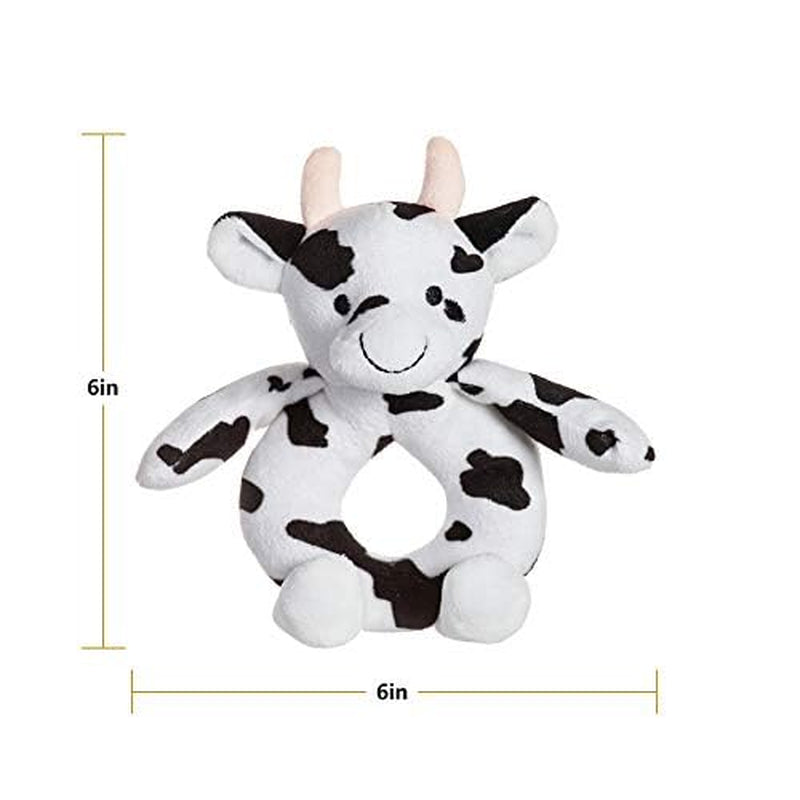 Apricot Lamb Baby Cow Soft Rattle Toy, Plush Stuffed Animal for Newborn Soft over 0 Months (Cow, 6 Inches)