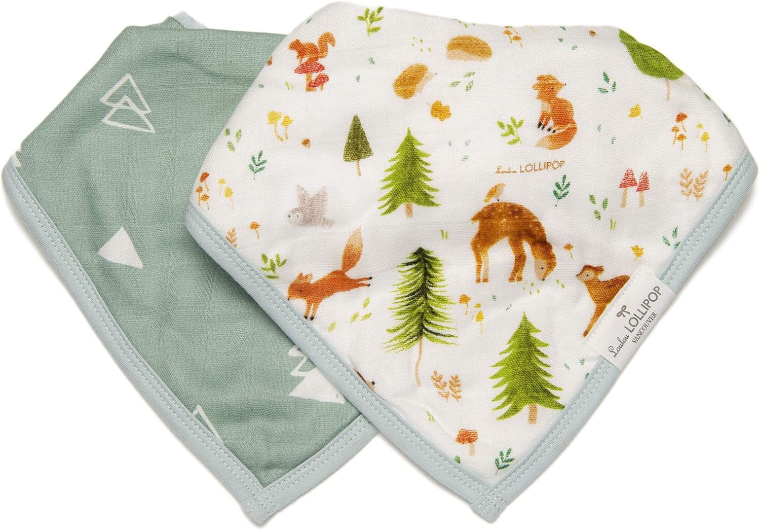 Loulou Lollipop Muslin Bandana Bib Drool Bib Set for Baby Girl and Boy, Adjustable 3 to 36 Months, 2 Pack