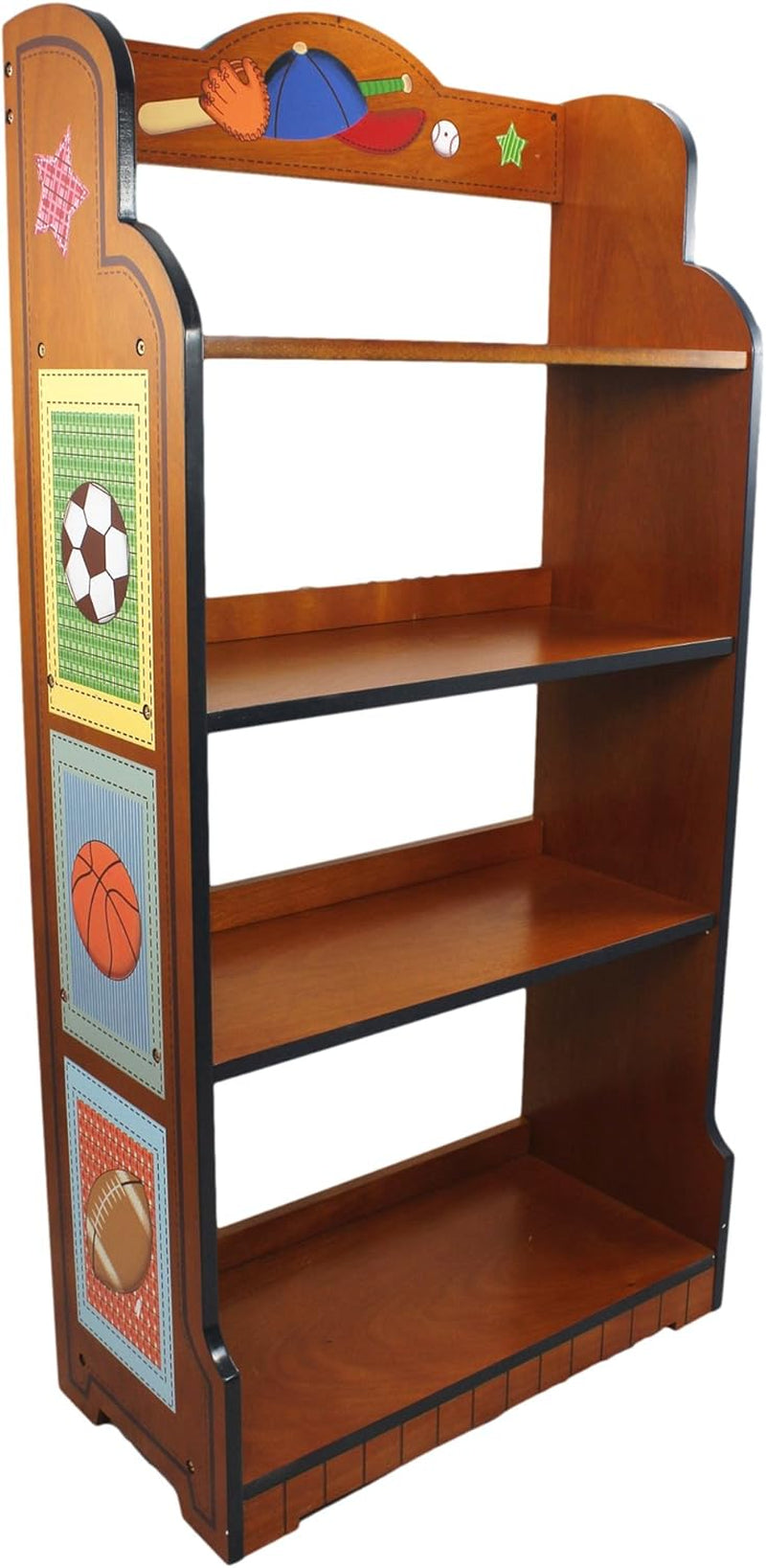 Fantasy Fields - Lil' Sports Fan Thematic Kids Wooden Bookcase with Storage | Imagination Inspiring Hand Crafted & Hand Painted Details Non-Toxic, Lead Free Water-Based Paint