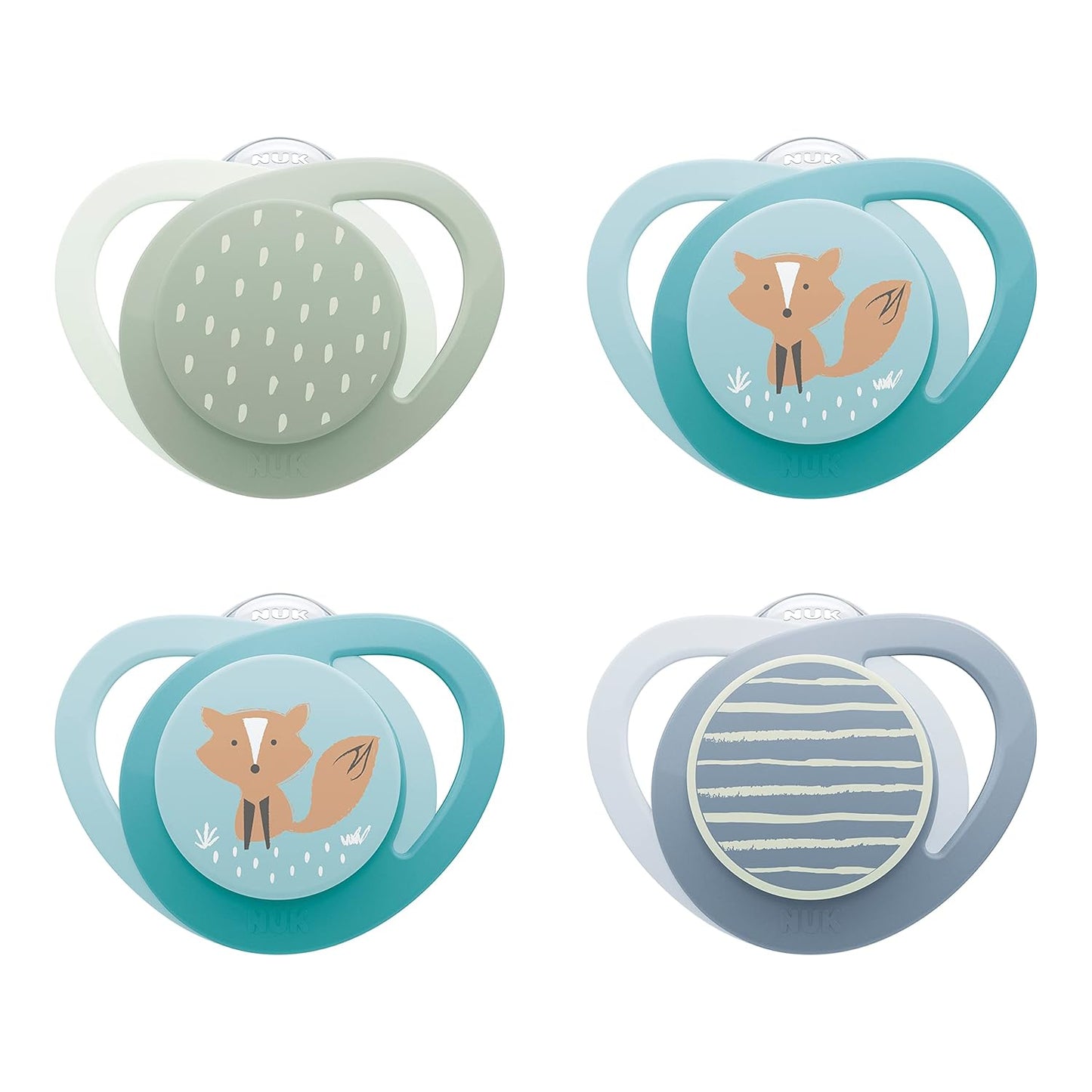 NUK Glow-In-The-Dark Orthodontic Pacifier with Heart-Shaped Shield, Bpa-Free, Fits 0-6 Months, 4-Pack