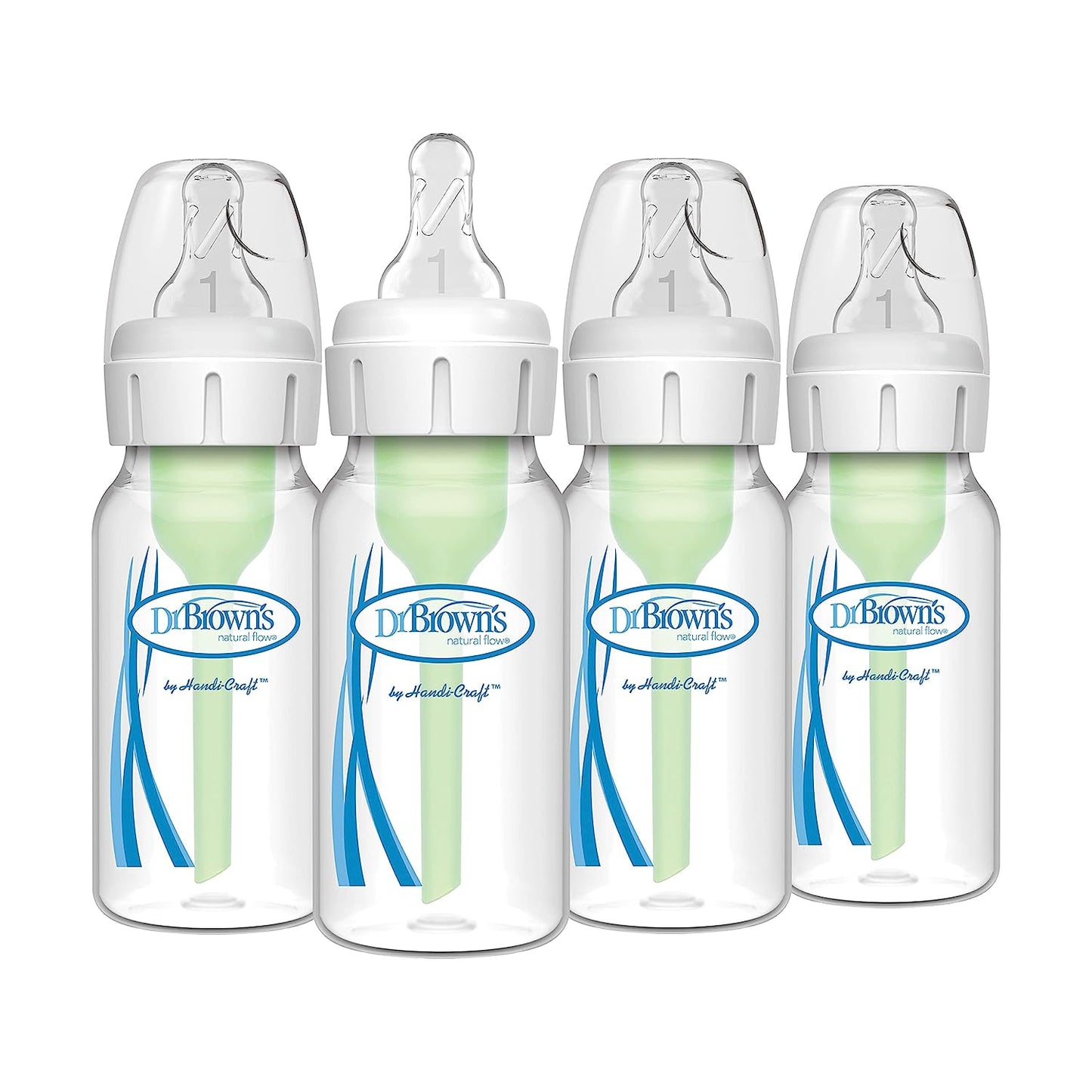 Dr. Brown'S Natural Flow Anti-Colic Options+ Narrow Baby Bottle, Dream Adventure, 8 Oz/250 Ml, with Level 1 Slow Flow Nipple, 0M+, 4 Count (Pack of 1)