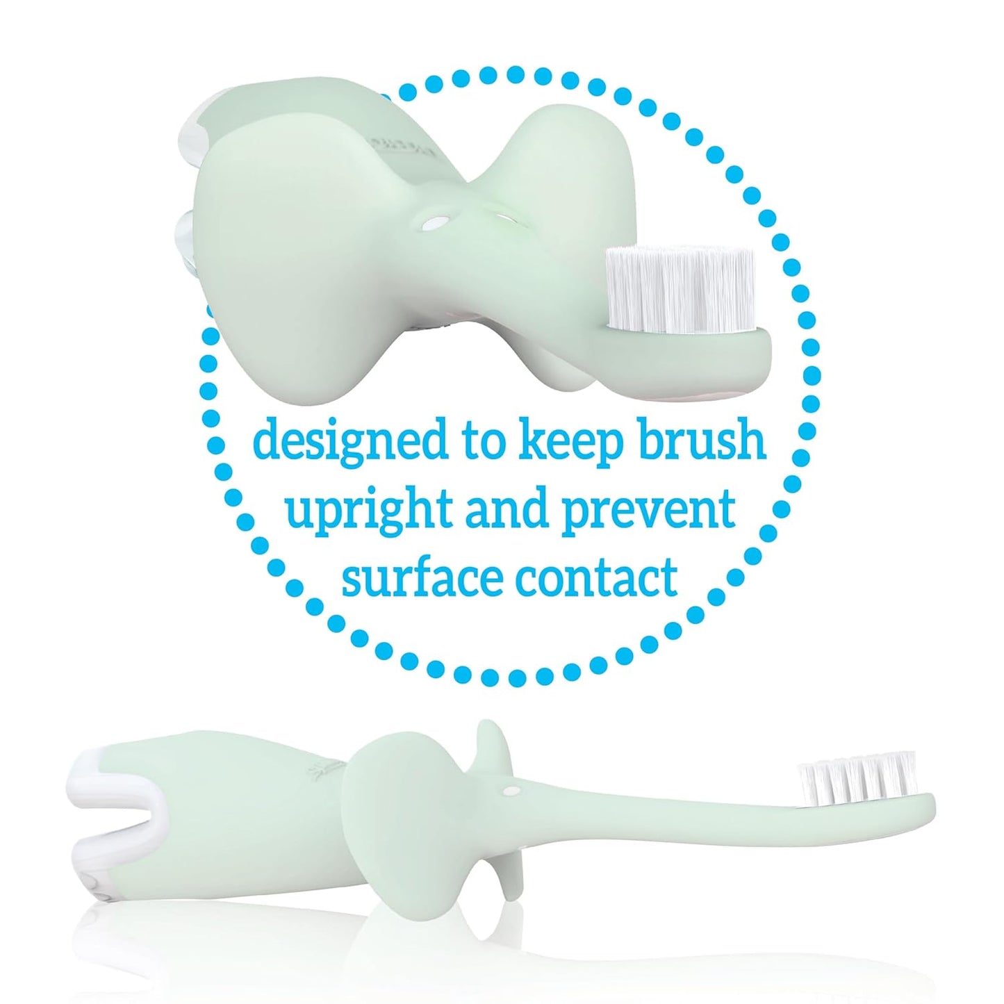 Dr. Brown'S Infant-To-Toddler Toothbrush, Soft and Safe Baby Training Brush, Elephant, Mint, 0-3 Years (Styles May Vary)